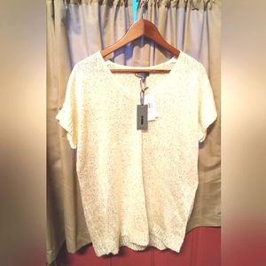 Short sleeved white spring sequin sweater